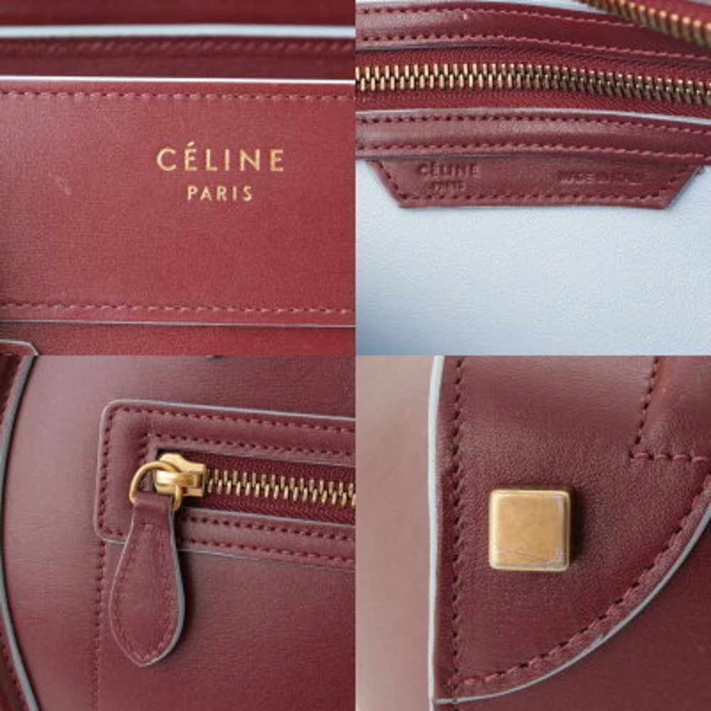 Celine Luggage Micro Shopper Handbag Colors Burgundy - Picture 7 of 10